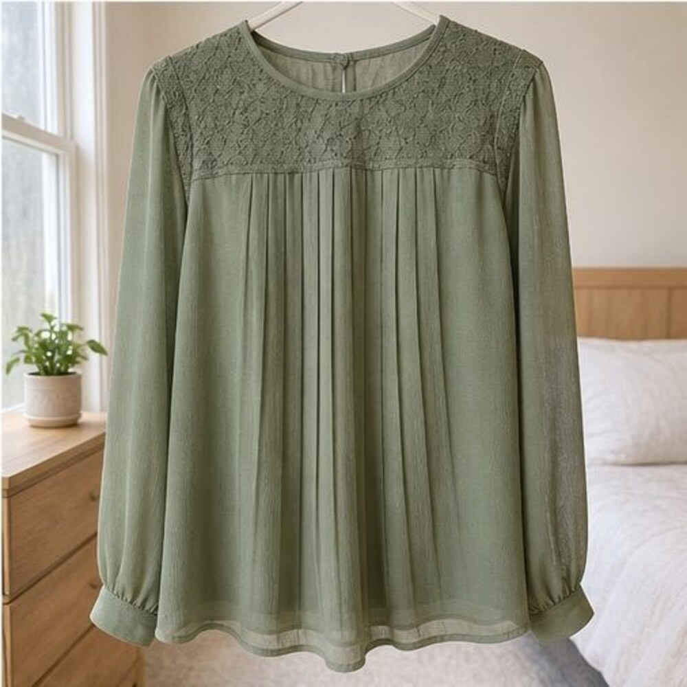 Sage Pleated Blouse